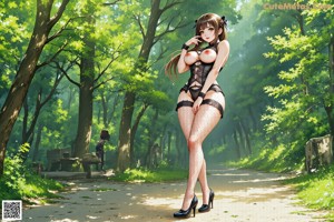 A naked asian woman with big tits posing for the camera.